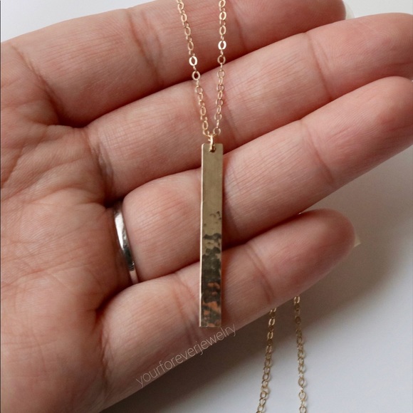 Jewelry - 14K Gold Filled Textured Vertical Bar Necklace